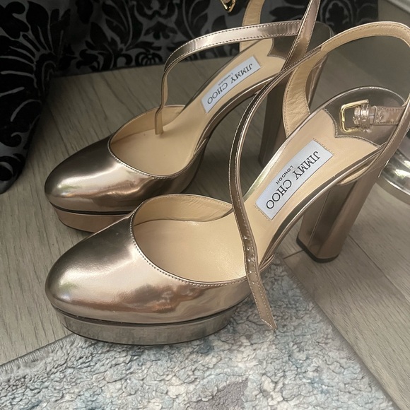 Maple 125 Ballet Pink Liquid Mirror Leather Platform Pumps.jimmy Choo!size 40 - Picture 4 of 9